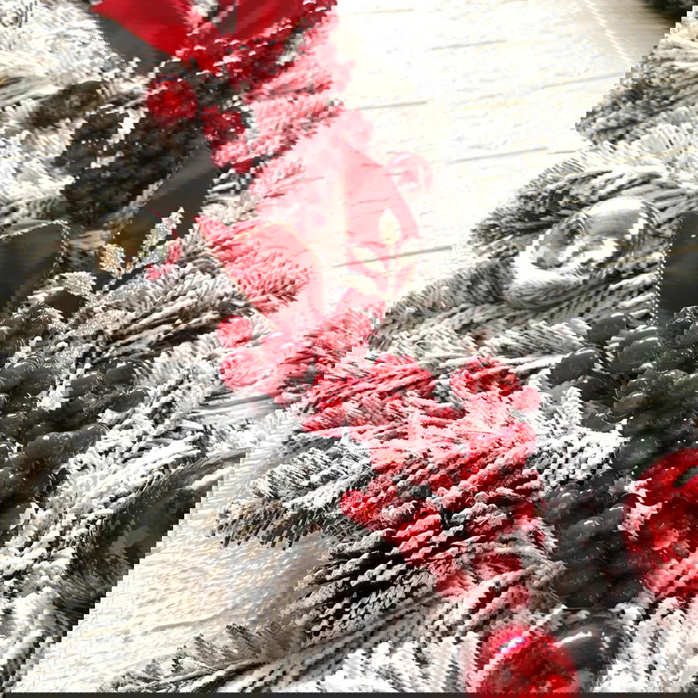 Christmas Wreath and Rattan Set With Led Light For Doors - Graceland Home and Living -