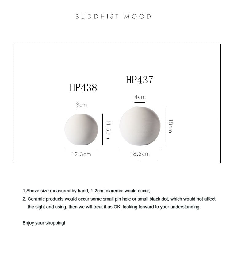 Classic round White ball flower vase for artificial flower decoration - Graceland Home and Living -