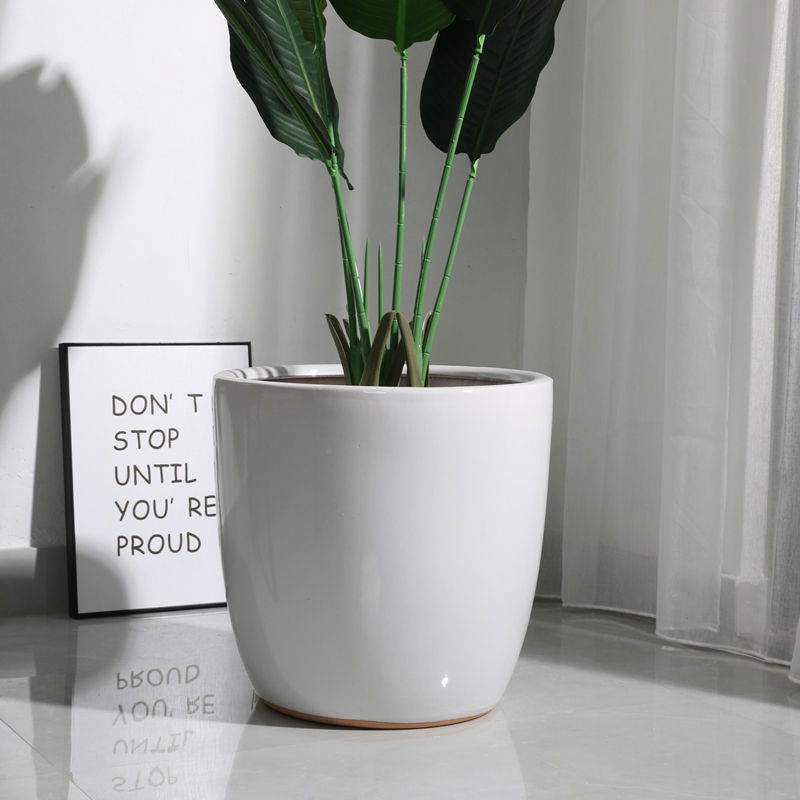 Decorative stackable big large ceramic white plant pots - Graceland Home and Living -