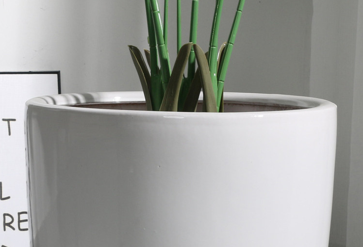 Decorative stackable big large ceramic white plant pots - Graceland Home and Living -