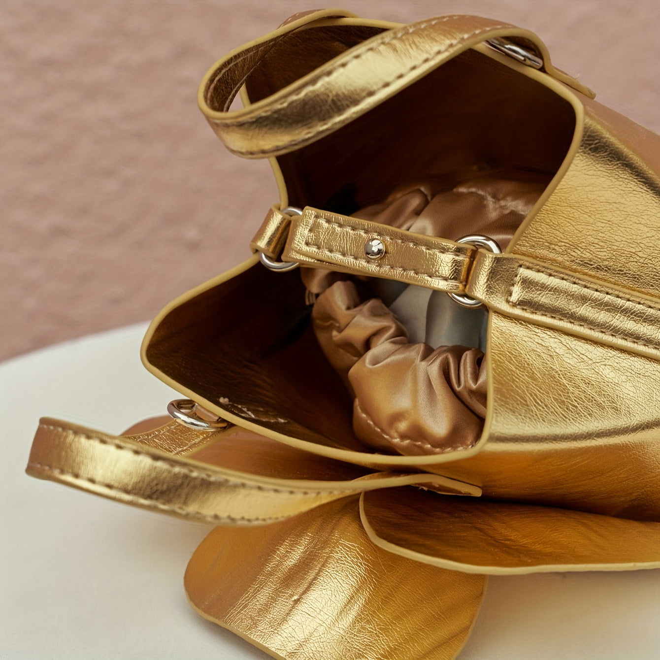 Elegant Golden Tea Flower Bucket Bag - Graceland Home and Living -