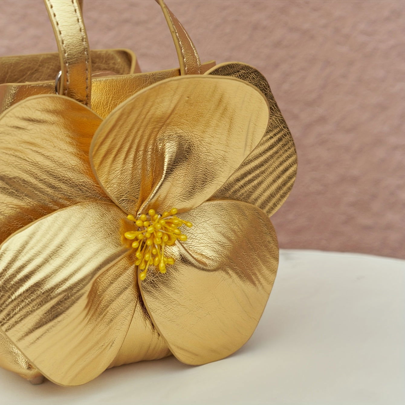 Elegant Golden Tea Flower Bucket Bag - Graceland Home and Living -