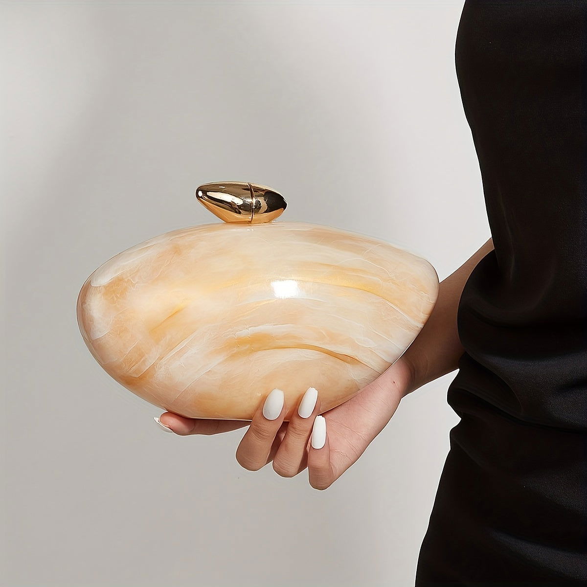 Elegant Marble Print Clutch with Magnetic Closure and Detachable Chain - Graceland Home and Living -