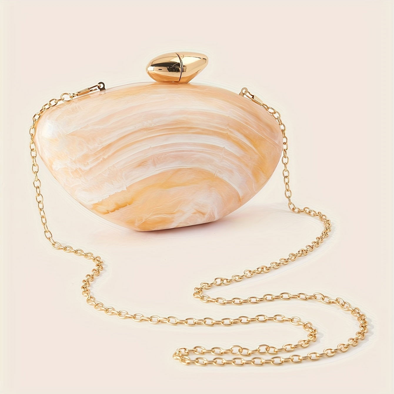 Elegant Marble Print Clutch with Magnetic Closure and Detachable Chain - Graceland Home and Living -