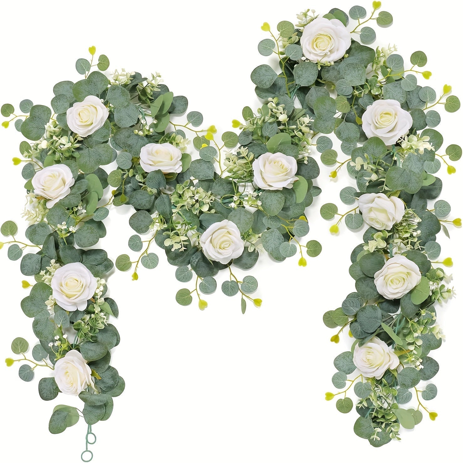 Eucalyptus & White Rose Floral Garland - 1/2/4pcs - Faux Greenery - Graceland Home and Living -