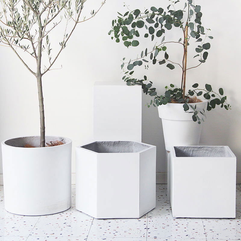 European Style Indoor Outdoor White Concrete Planter - Graceland Home and Living -