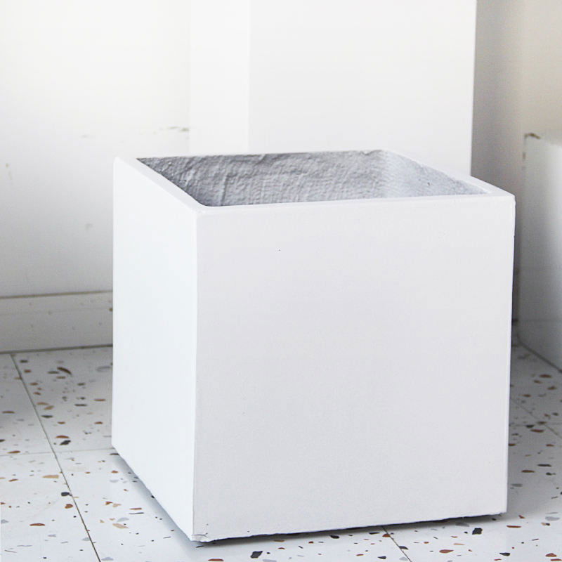 European Style Indoor Outdoor White Concrete Planter - Graceland Home and Living -