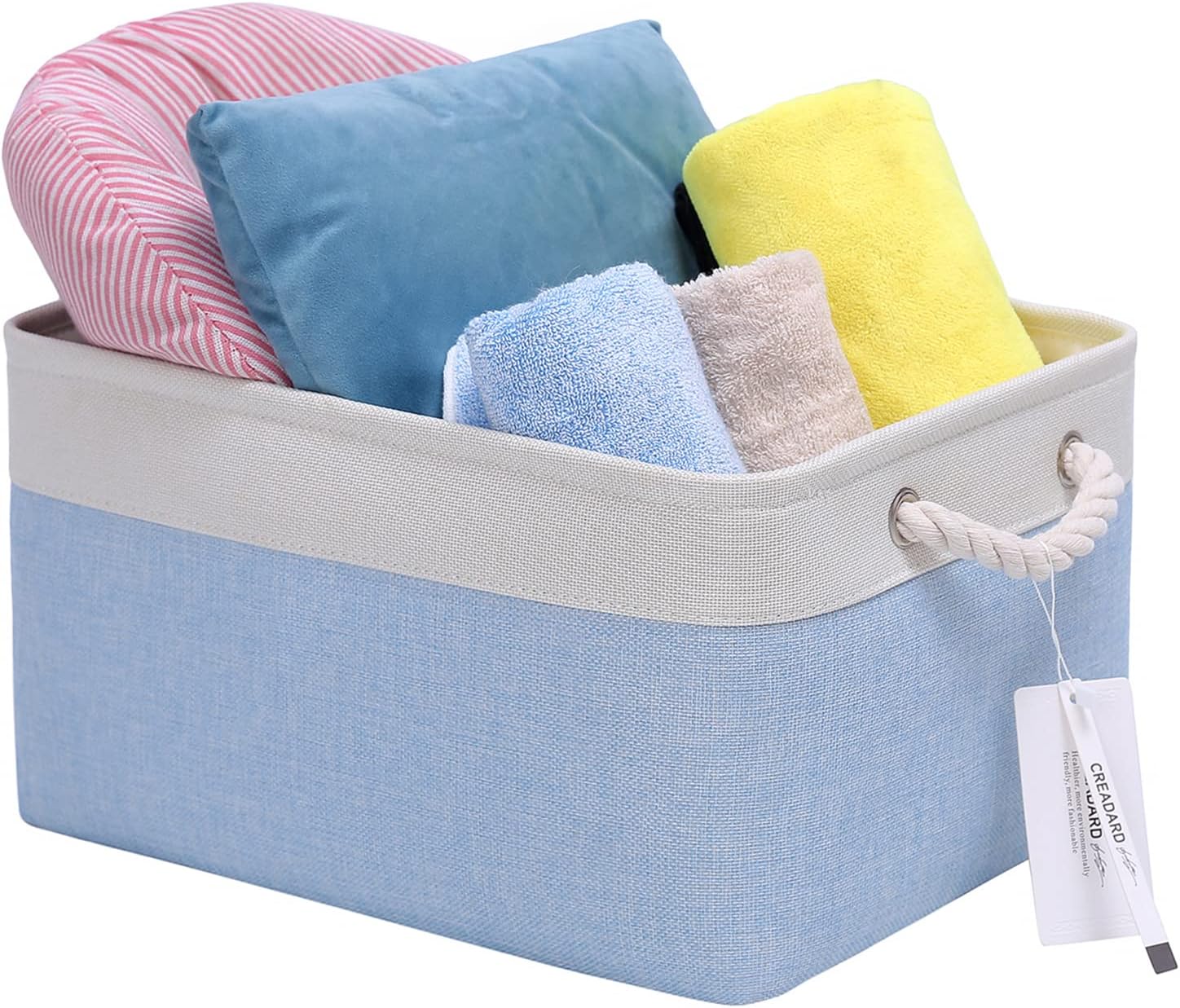 Fabric Storage Basket Set of 3, Foldable Linen Storage Box - Graceland Home and Living -