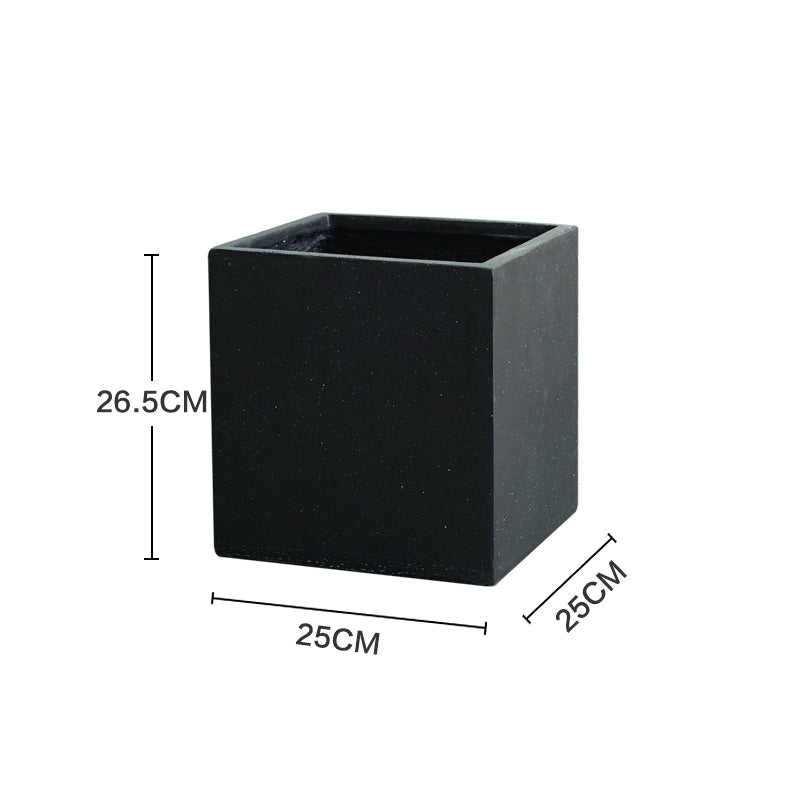 Hand-brush Square Outdoor Planter Box Large Cement Fiber Glass - Graceland Home and Living -