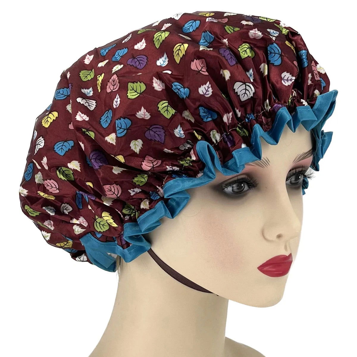 High Quality Polyester Satin Double Layers Shower Caps for Women Reusable - Graceland Home and Living -