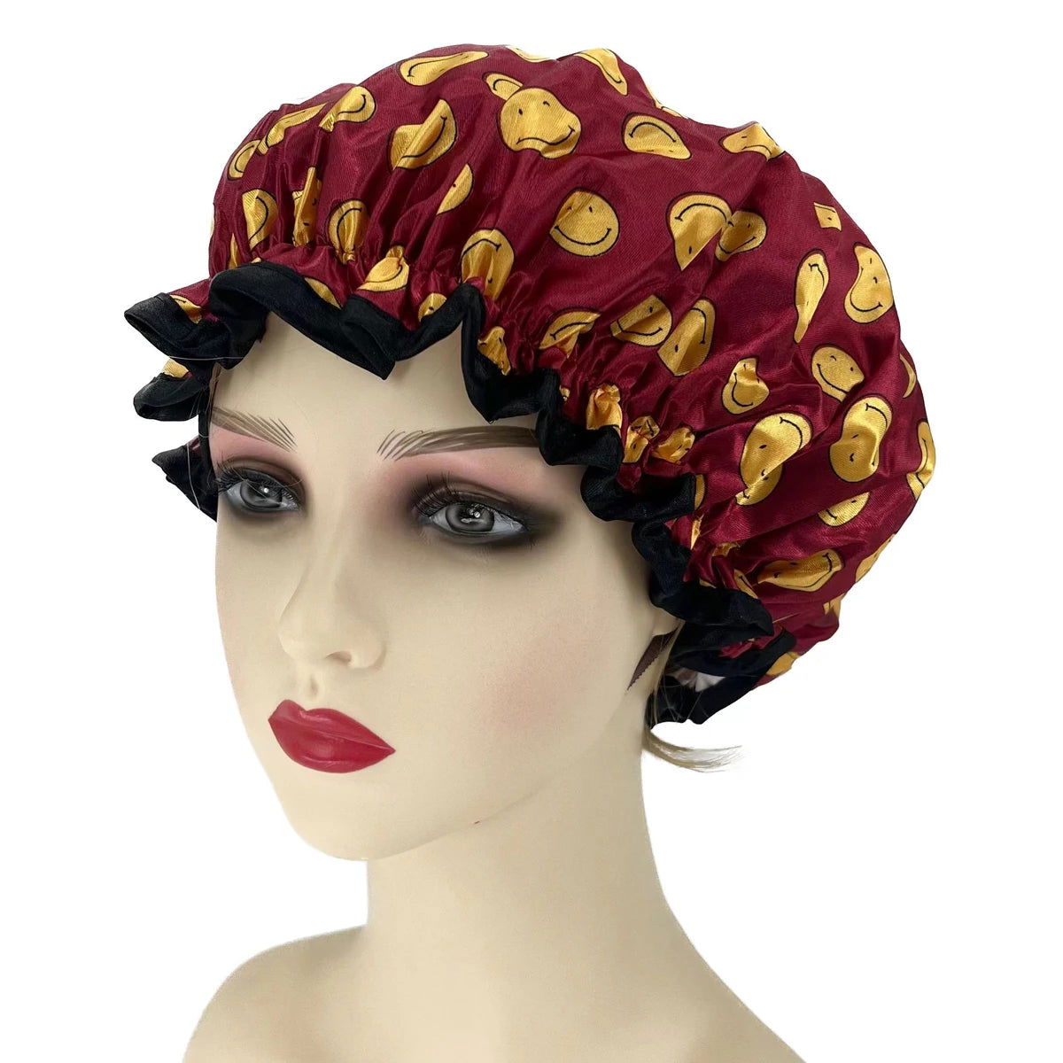 High Quality Polyester Satin Double Layers Shower Caps for Women Reusable - Graceland Home and Living -