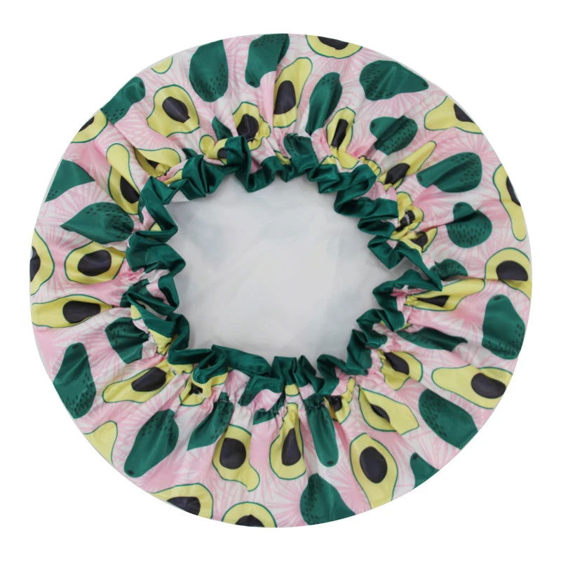 High Quality Polyester Satin Double Layers Shower Caps for Women Reusable - Graceland Home and Living -