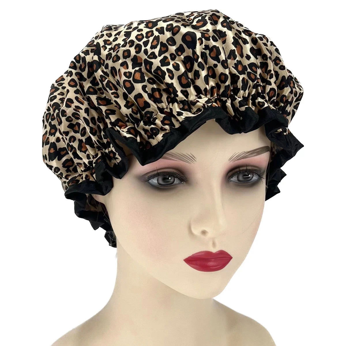 High Quality Polyester Satin Double Layers Shower Caps for Women Reusable - Graceland Home and Living -