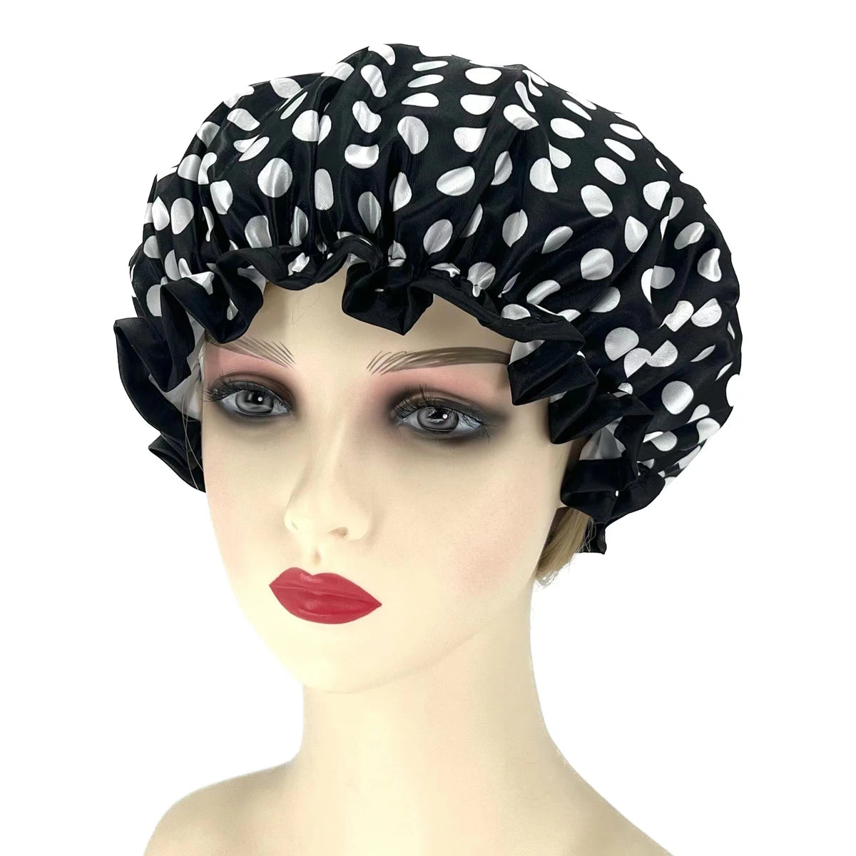 High Quality Polyester Satin Double Layers Shower Caps for Women Reusable - Graceland Home and Living -