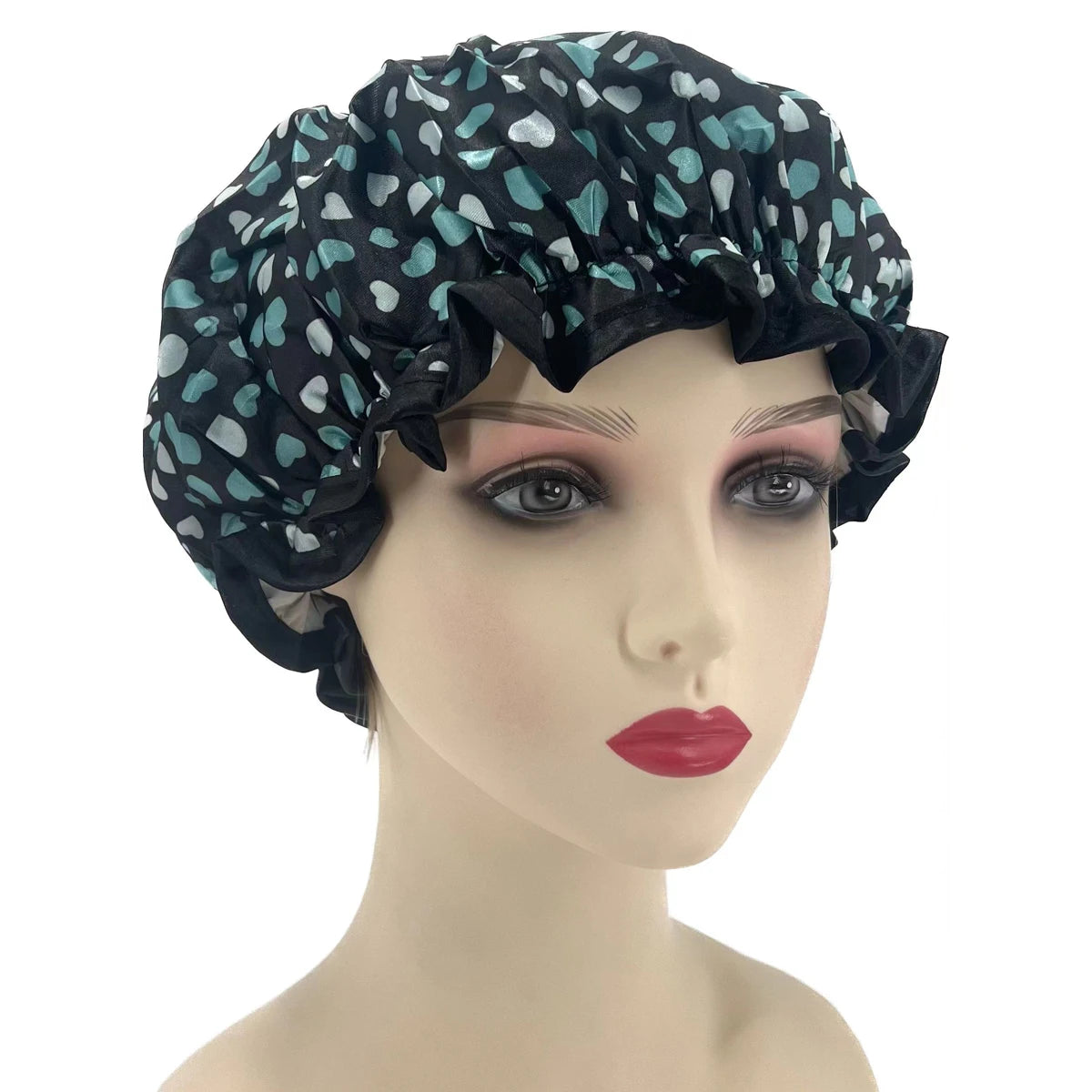 High Quality Polyester Satin Double Layers Shower Caps for Women Reusable - Graceland Home and Living -