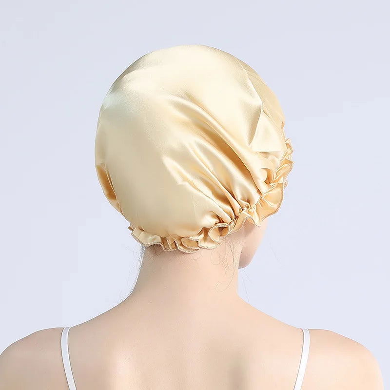 Large Silk Sleeping Cap For Women Hair Bonnets Head Cover - Graceland Home and Living -