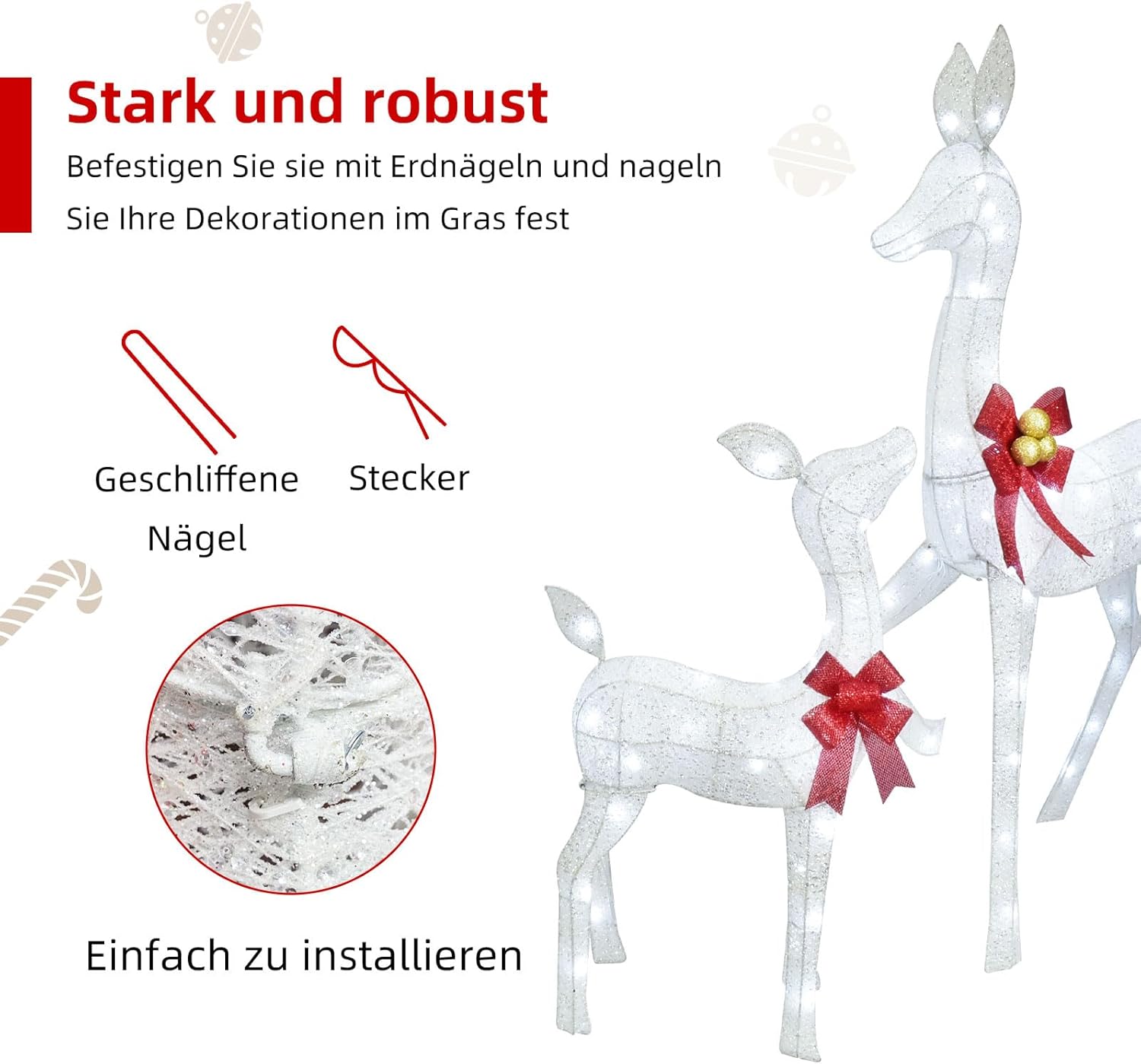 Lighted Christmas Decoration Deer 3 Piece, - Graceland Home and Living -