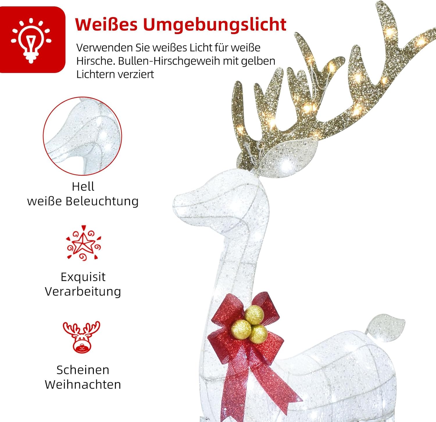 Lighted Christmas Decoration Deer 3 Piece, - Graceland Home and Living -