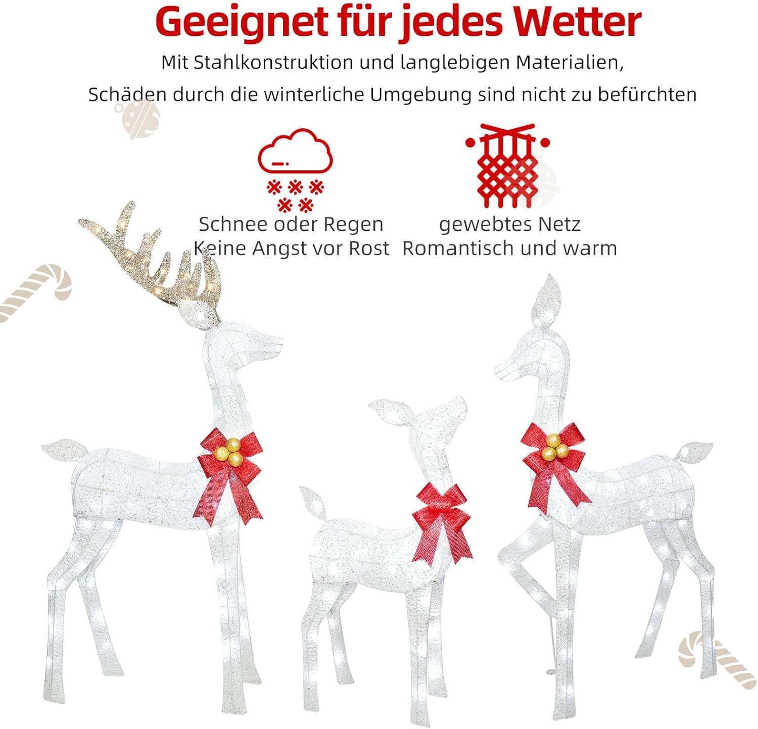 Lighted Christmas Decoration Deer 3 Piece, - Graceland Home and Living -