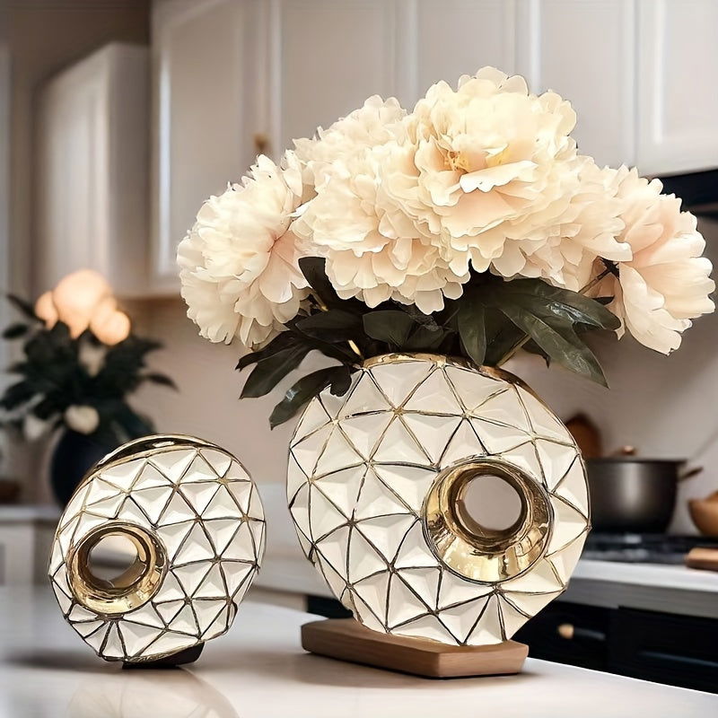 Luxurious 1pc Golden Ceramic Vase - Graceland Home and Living -