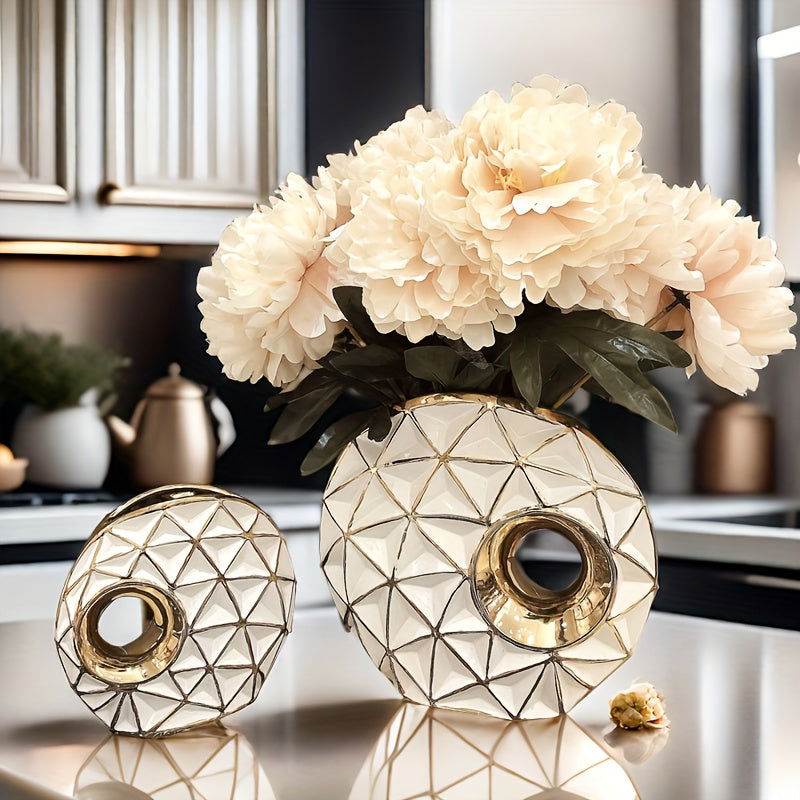 Luxurious 1pc Golden Ceramic Vase - Graceland Home and Living -