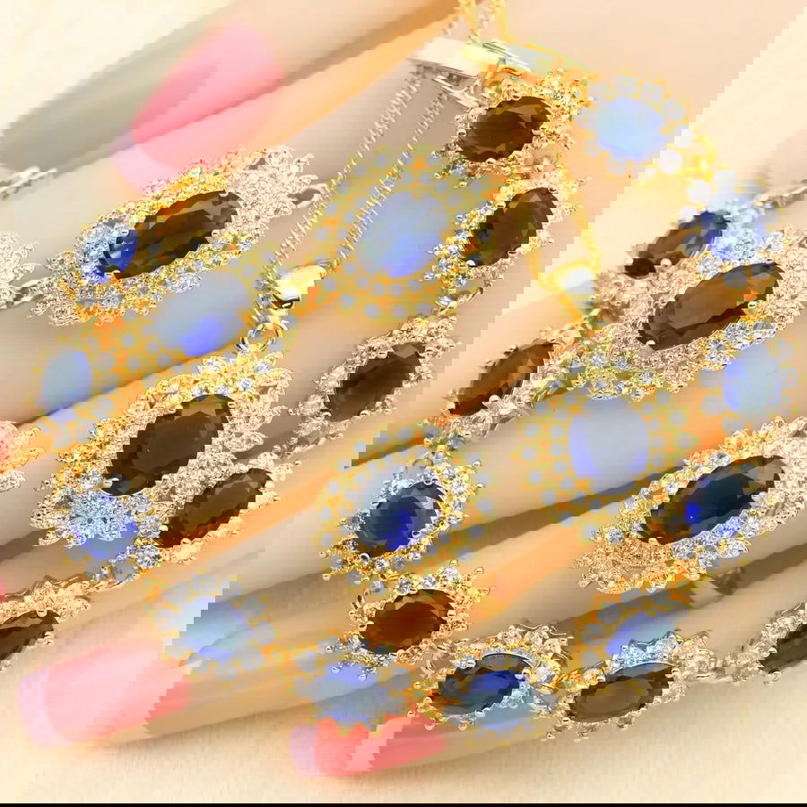 Luxury Blue Crystal Gold Plated Jewelry Sets - Graceland Home and Living -