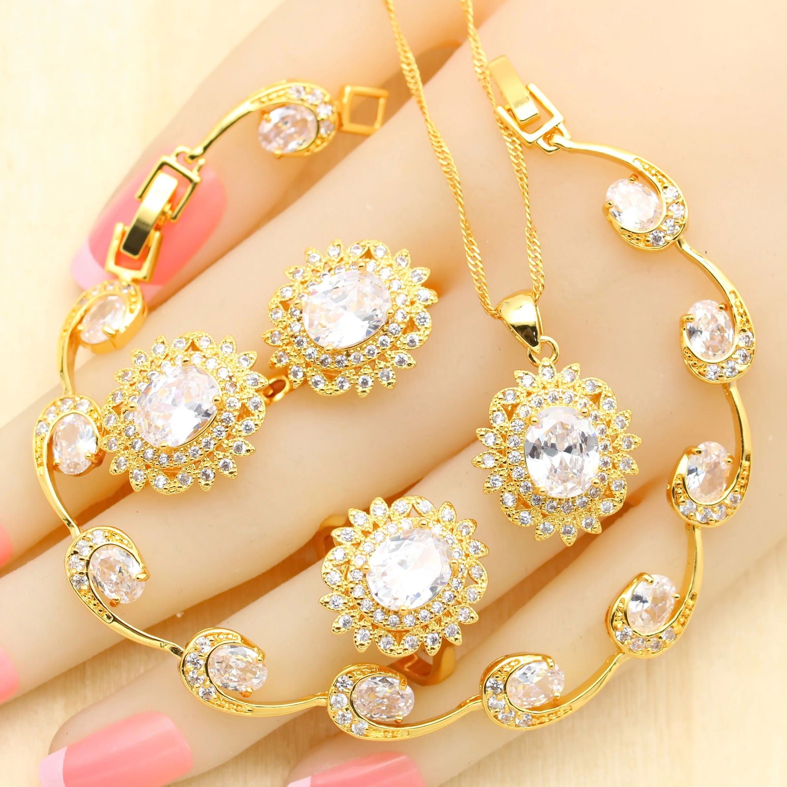 Luxury Blue Crystal Gold Plated Jewelry Sets - Graceland Home and Living -