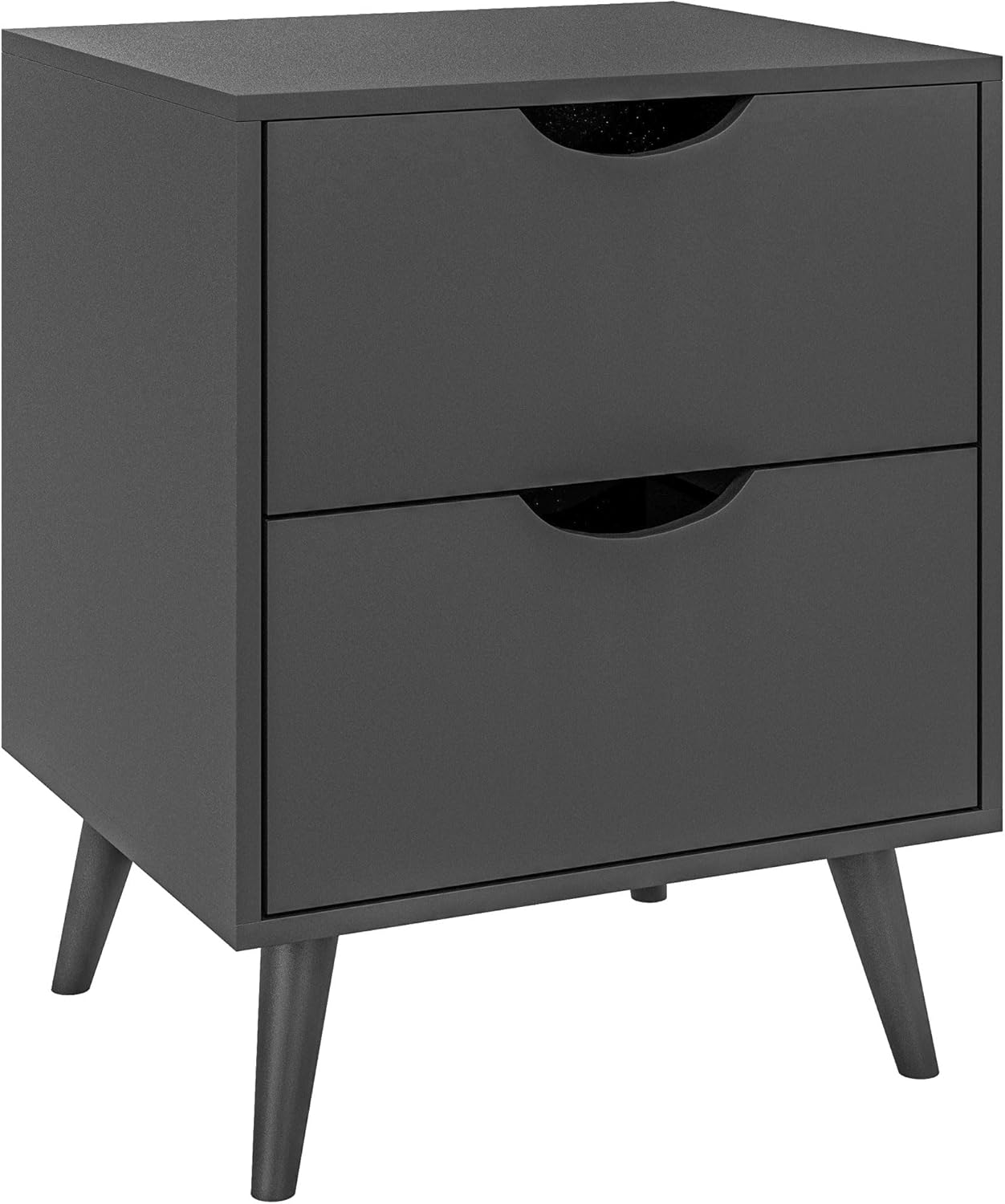 Modern Nightstand, Bedside Table with 2 Drawers, End Table with Wood Legs for Bedroom, White - Graceland Home and Living -