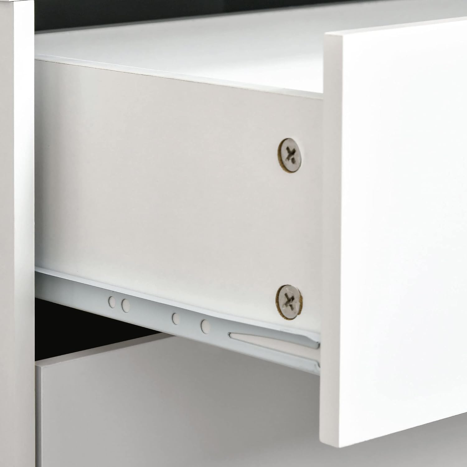 Modern Nightstand, Bedside Table with 2 Drawers, End Table with Wood Legs for Bedroom, White - Graceland Home and Living -