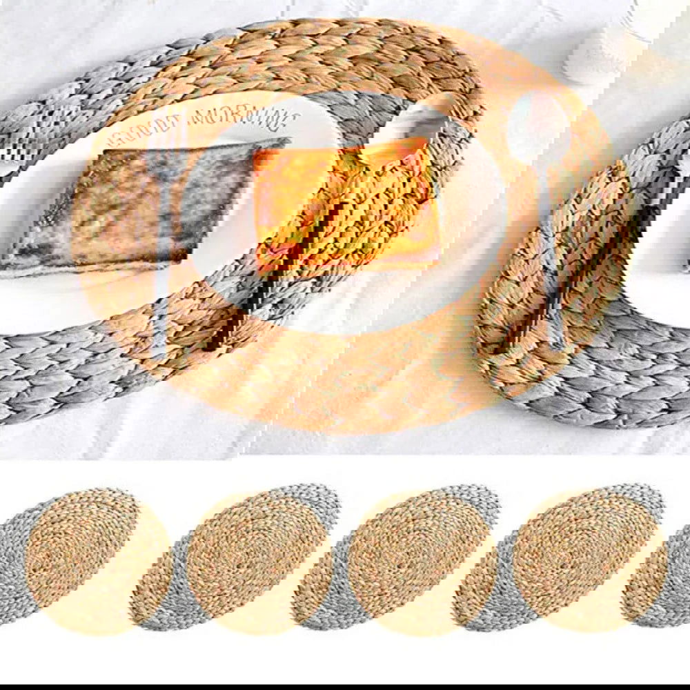 Natural Straw Weave Rattan Round Placemats - Graceland Home and Living -