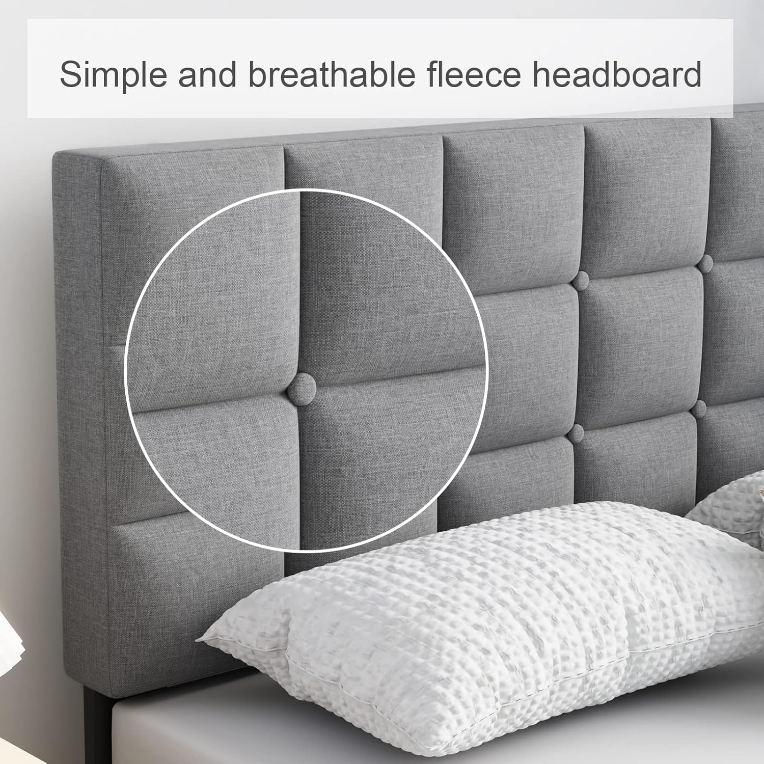 Queen Size Upholstered Platform Bed Frame, No Box Spring Needed - Graceland Home and Living -