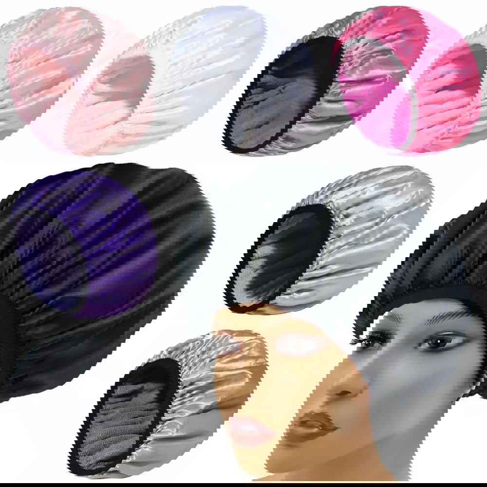 Reusable Triple Layer Waterproof Shower Cap Large Bath Hair Cap - Graceland Home and Living -