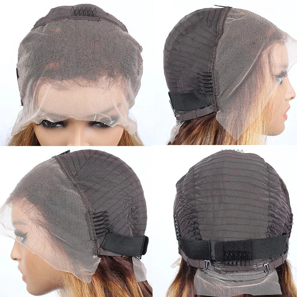 4/27 HD Transparent Full Lace Bob Wigs Piano Colored Straight 13x4 Lace Frontal Human Hair Wig