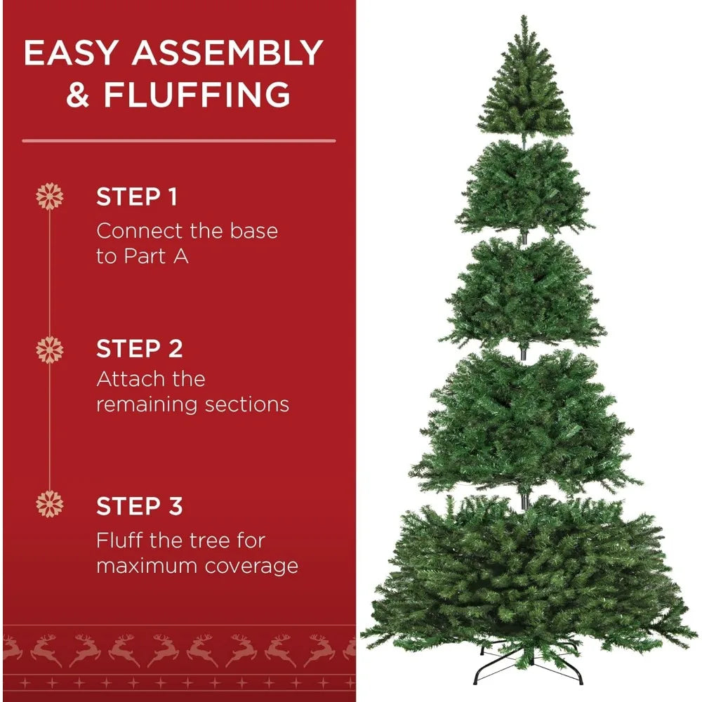 12ft Pre-Lit Spruce Artificial Holiday Christmas Tree for Home, Decoration w/ 1,300 Incandescent Lights, 4,188 Branch Tips