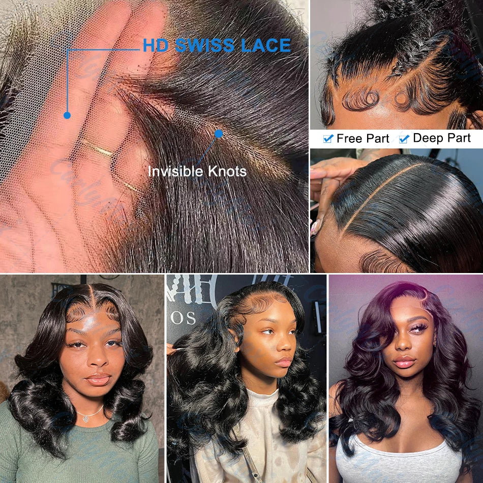 Brazilian Short Bob 13x6 HD Transparent Lace Front Body Wave 13x4 Lace Frontal Human Hair Wavys 5x5 Closure Wig