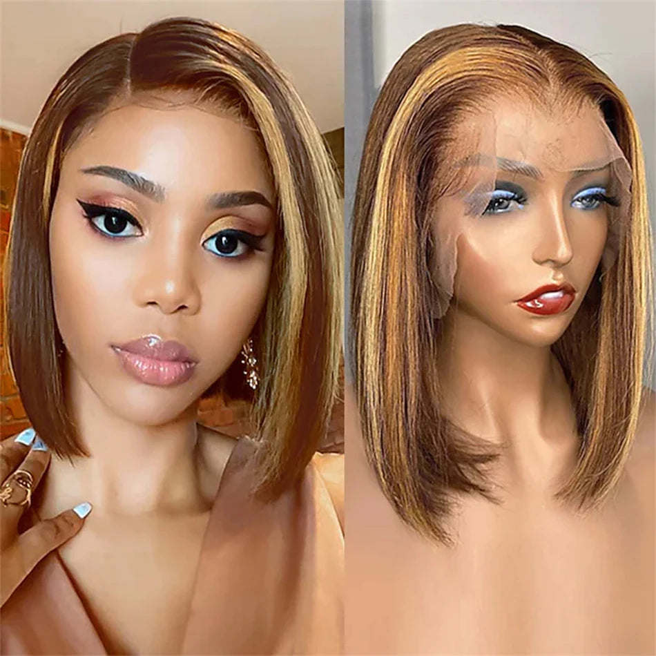 Human Hair Brazilian Short Bob Wig Lace Front Wig