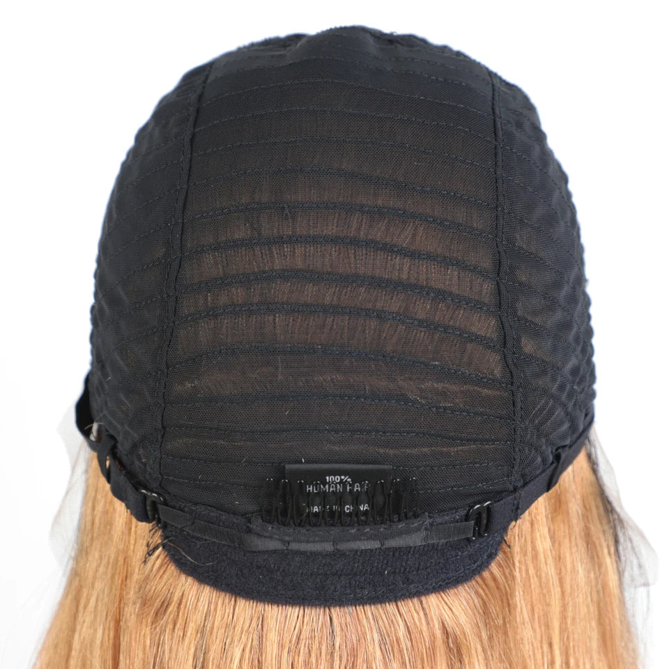 Ombre Gold Blonde Short Straight Bob 13x1 Lace Front 100% Human Hair Wigs