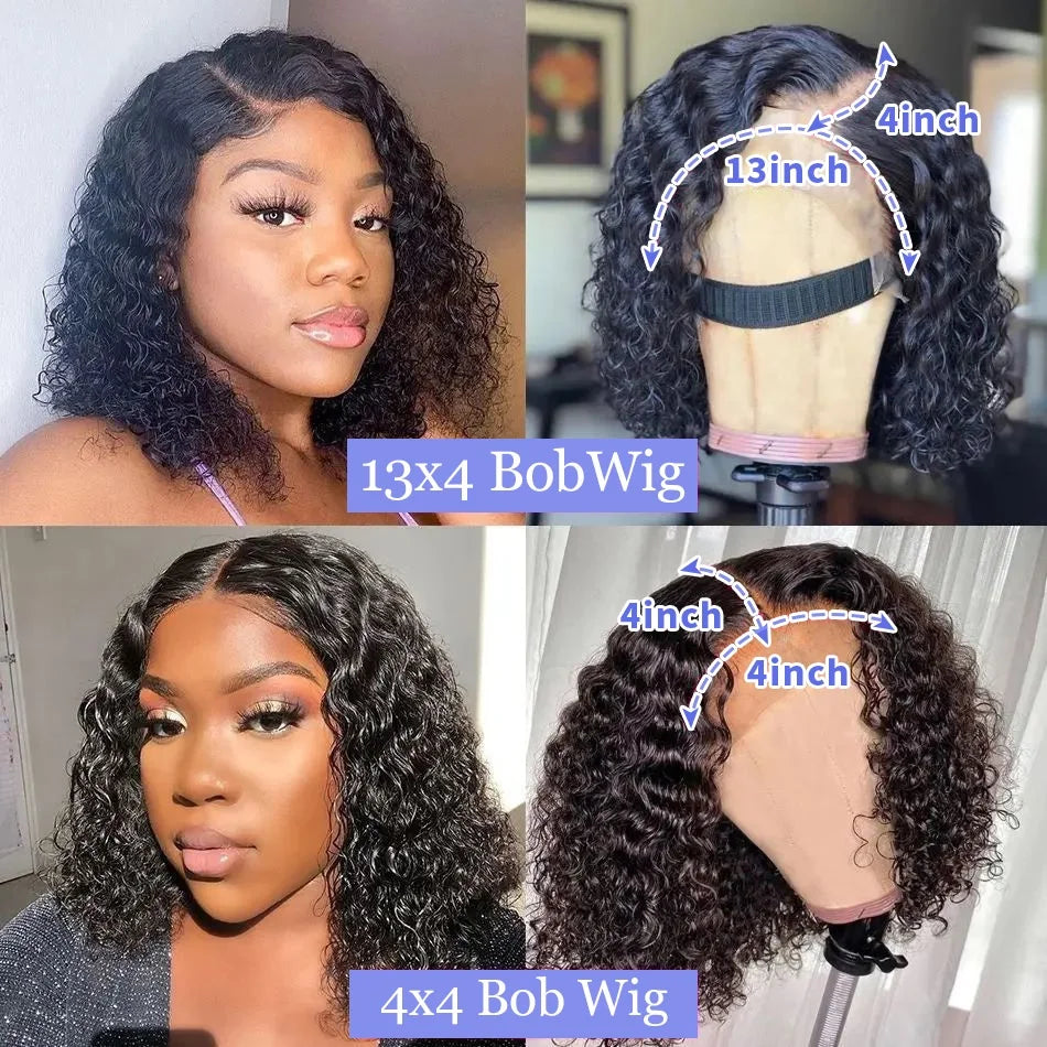 Deep Curly wave 100% Human Hair 13x4 Lace Frontal Brazilian Remy Wigs