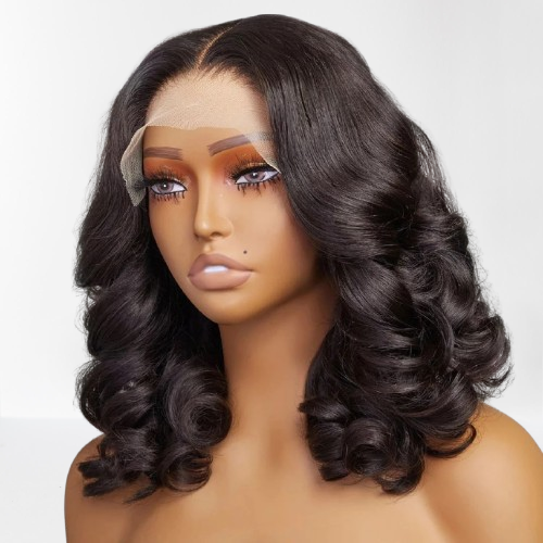 Body Wave 4x4 Transparent Lace Front Wig 13x4 Human Hair Wigs 180 Short Loose Body Wave