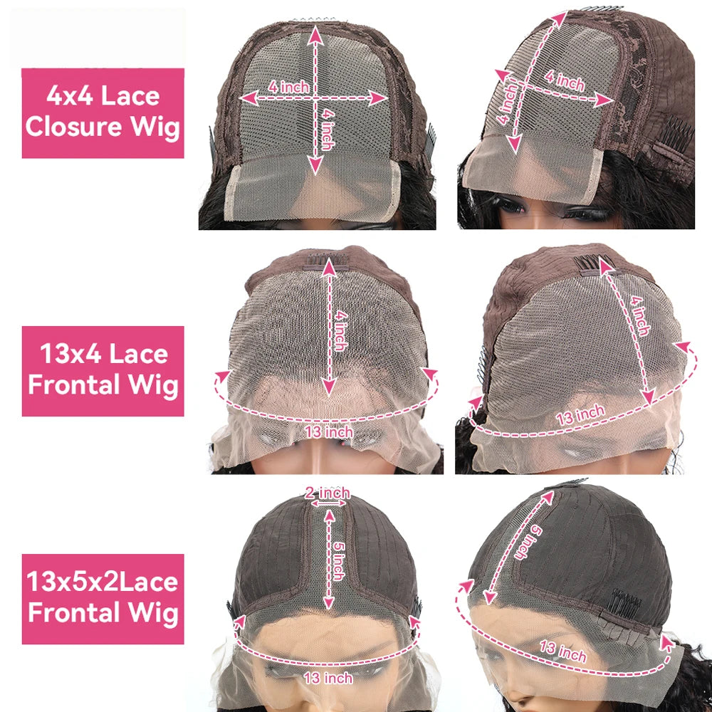 Body Wave 4x4 Transparent Lace Front Wig 13x4 Human Hair Wigs 180 Short Loose Body Wave