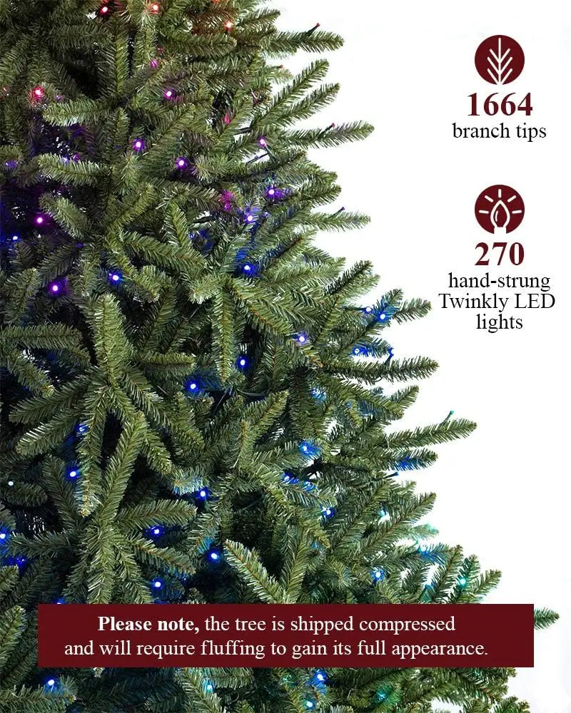 6ft Prelit Classic Blue Spruce Artificial Christmas Tree with Customizable Twinkly LED Lights, Suitable For Christmas Decor
