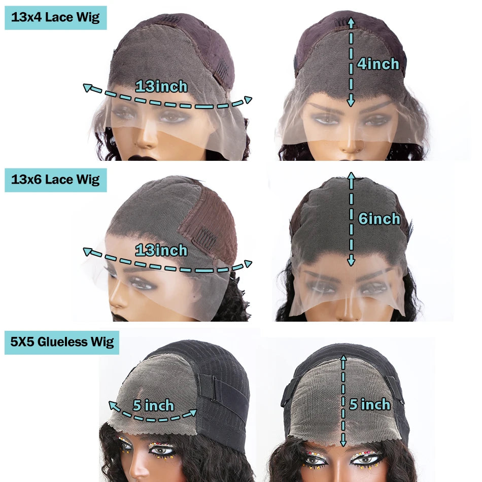 250% Straight Short Bob 13x4 Lace Frontal Human Hair Wigs 13x6 HD Transparent Lace Front Wig 5x5 Closure Wig For Women