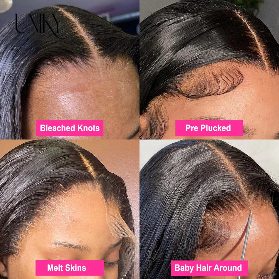 Body Wave 4x4 Transparent Lace Front Wig 13x4 Human Hair Wigs 180 Short Loose Body Wave