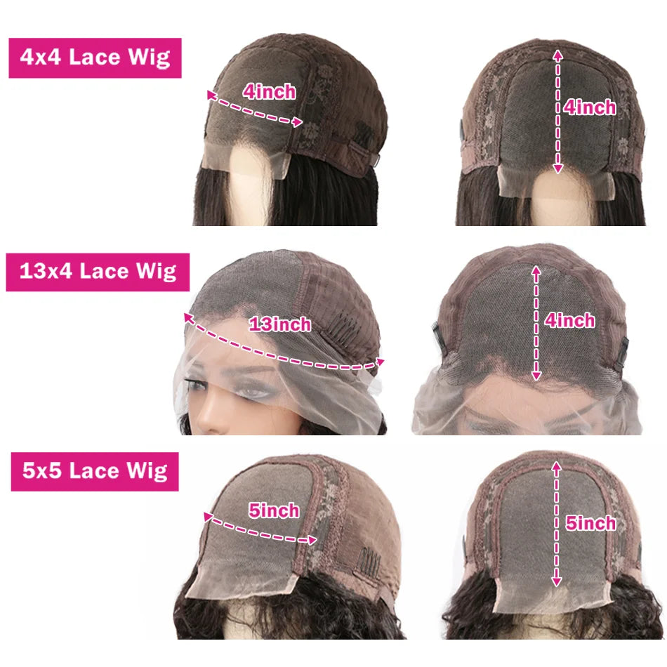 Brazilian Short Bob 250% 13x4 13x6 Lace Frontal Human Hair Deep Wave HD Transparent Curly Closure 5x5 Wig Remy Hair