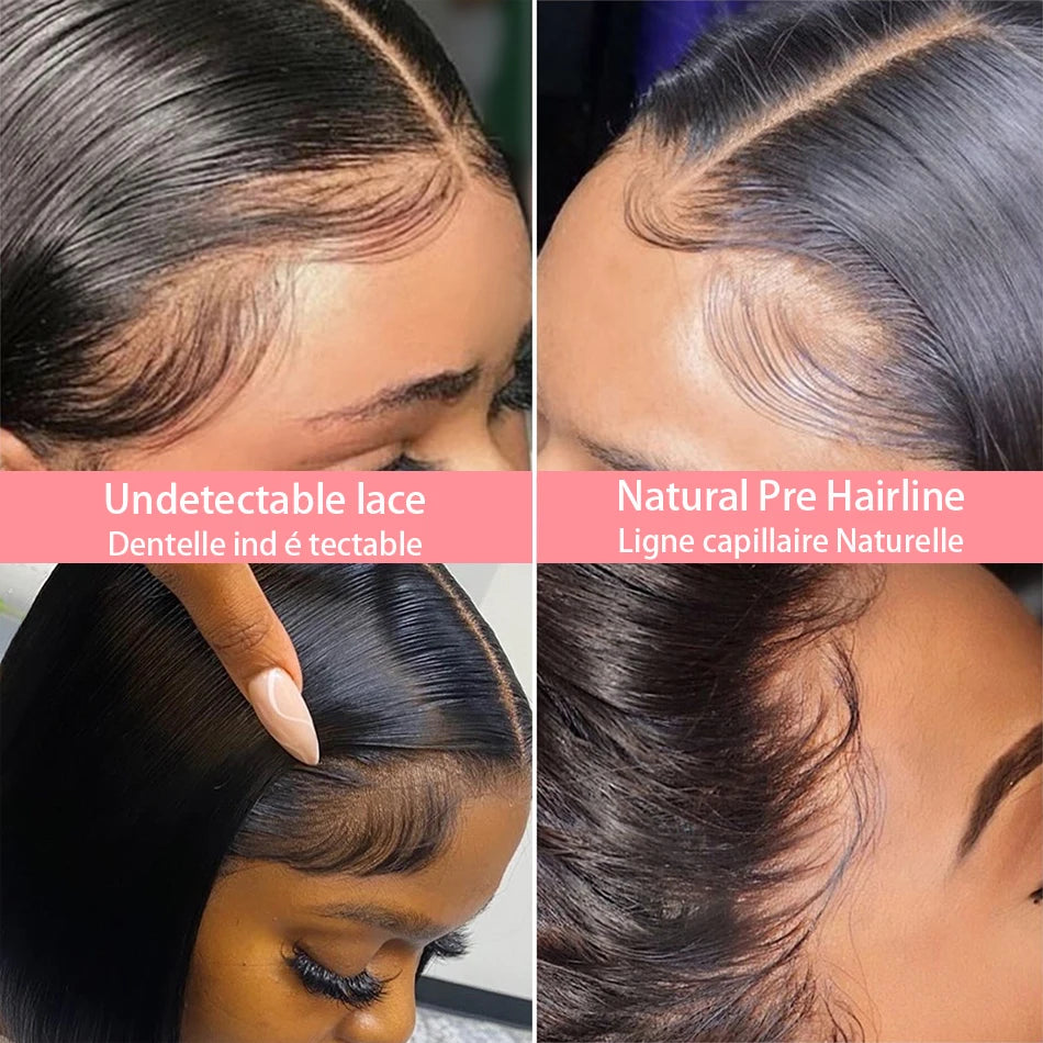 13x4 Short Bob Wigs Brazilian Remy Transparent Bob Human Hair Wigs 4x4 Pre Plucked Bone Straight Human Hair Wig