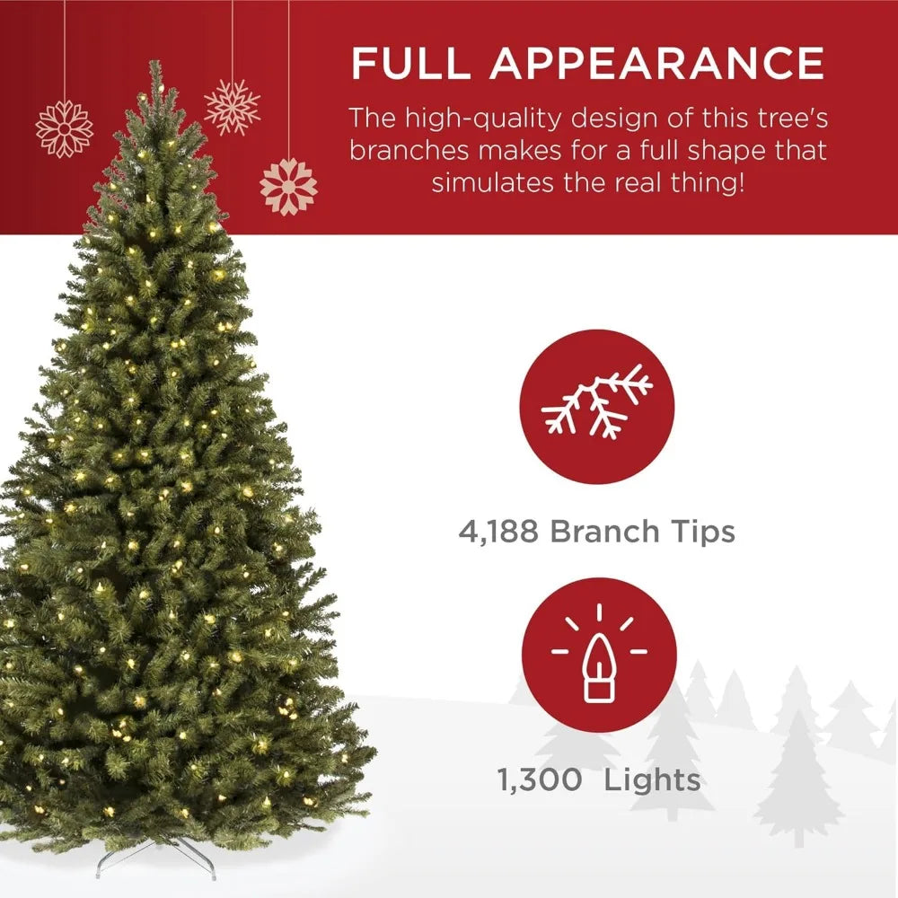 12ft Pre-Lit Spruce Artificial Holiday Christmas Tree for Home, Decoration w/ 1,300 Incandescent Lights, 4,188 Branch Tips