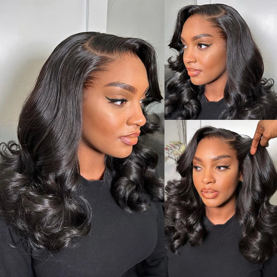 Body Wave Short Wig 13x4 4x4 Transparent Lace Frontal Wig Brazilian 100% Real Human Hair Lace Wigs