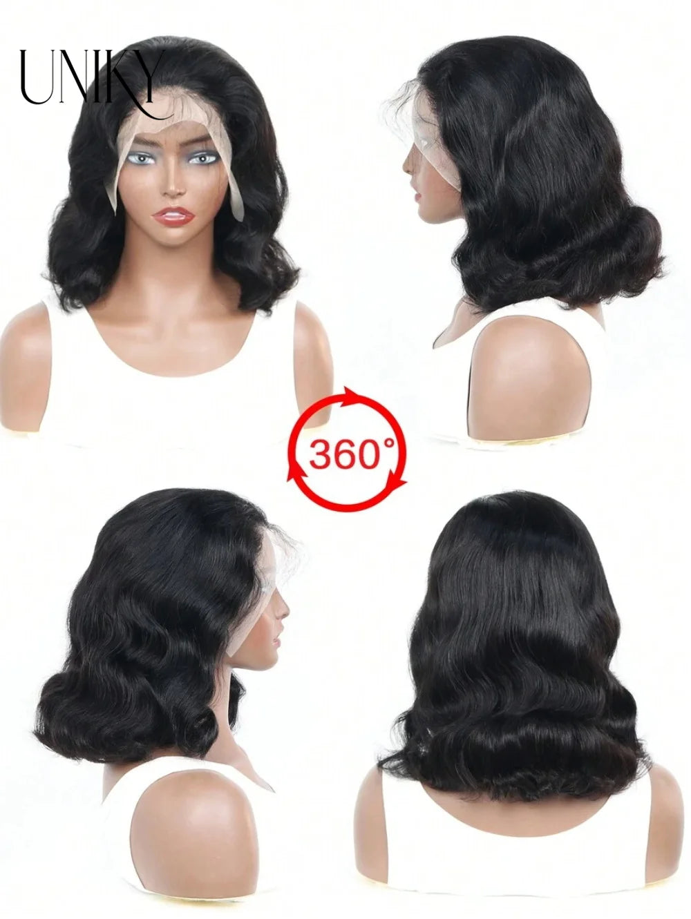 Body Wave 4x4 Transparent Lace Front Wig 13x4 Human Hair Wigs 180 Short Loose Body Wave