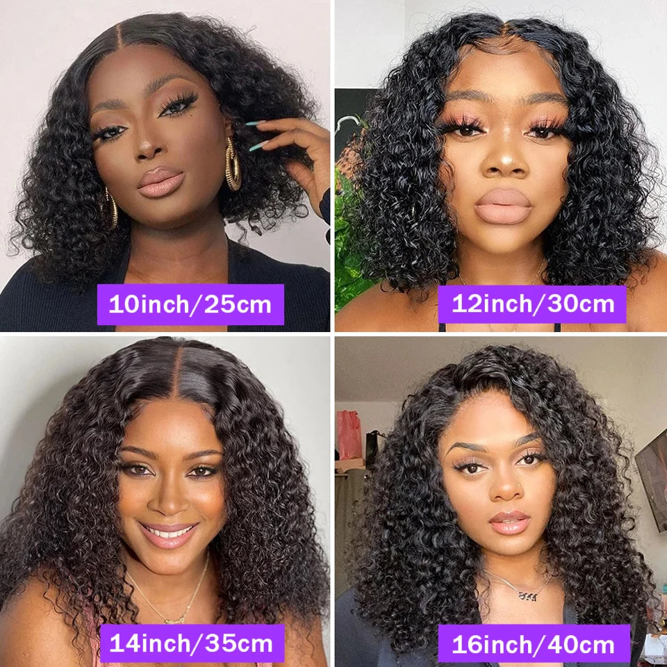 13x4 Human Hair Deep Wave 100% Brazilian Curly Human Hair Wigs with Transparent Lace Frontal
