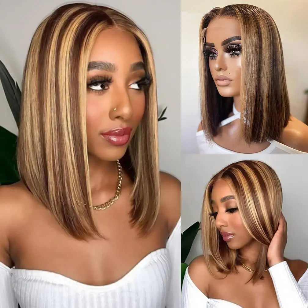 Human Hair Brazilian Short Bob Wig Lace Front Wig